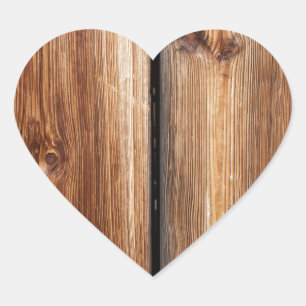 Old Barn Door Wood Background Heart Sticker