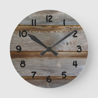 Old Barn Door Wood Round Clock