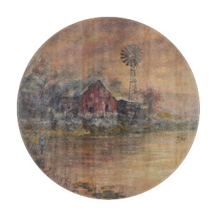 Old Barn - Hand painted Cutting Board