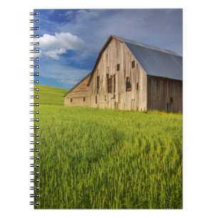 Old Barn in Field of Spring Wheat Notebook