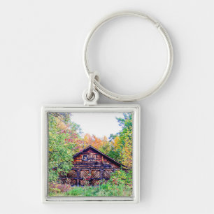 Old Barn in the Fall Key Ring