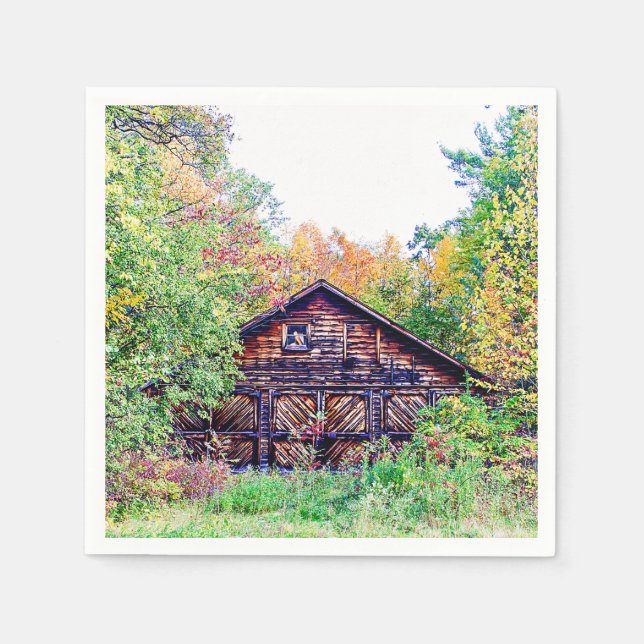 Old Barn in the Fall Napkin (Front)