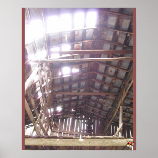 Old Barn interior beams and rafters Poster
