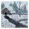 Old barn winter scene snow falling  poster