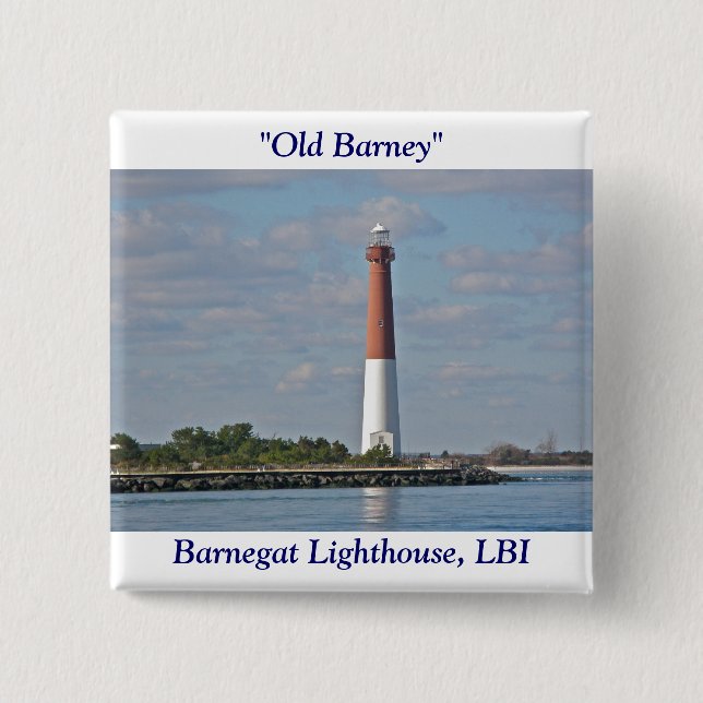 "Old Barney" Barnegat Lighthouse LBI NJ 15 Cm Square Badge (Front)