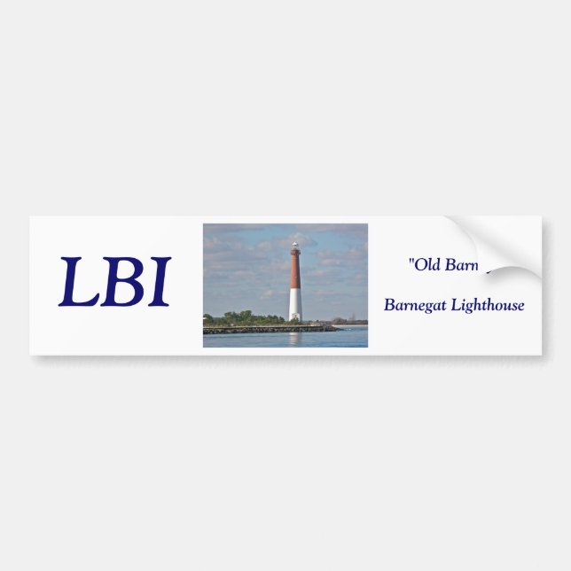 "Old Barney" Barnegat Lighthouse LBI NJ Bumper Sticker (Front)