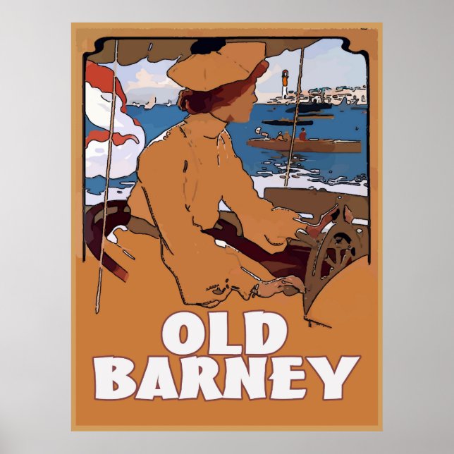 OLD BARNEY, Barnegat Lighthouse Vintage Style Poster (Front)
