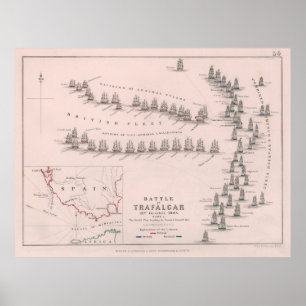 Old Battle of Trafalgar Map (1902)  Poster