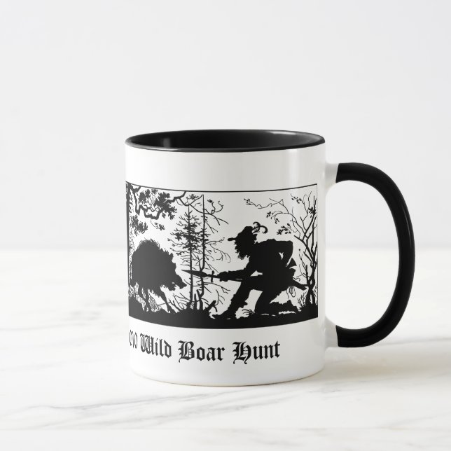 Old Bavarian Style Wild Boar Pig / Wild Boar Hunt Mug (Right)