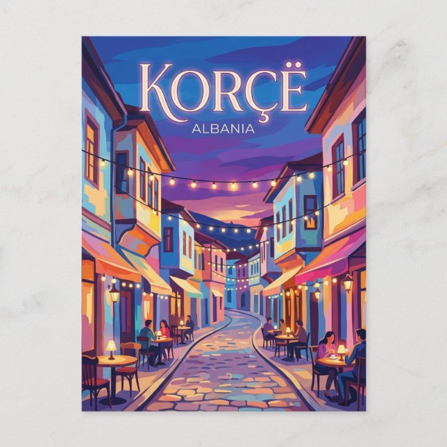 Old Bazaar of Korçë Albania Postcard (Front)