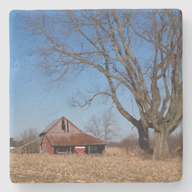 Old Bbarn in Illinois Square Coaster (Front)