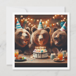 Old bear birthday invitation, Grizzly bears party  Invitation