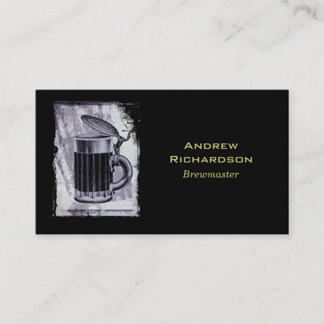 Old Beer Stein Illustration on Grunge Background Business Card (Front)