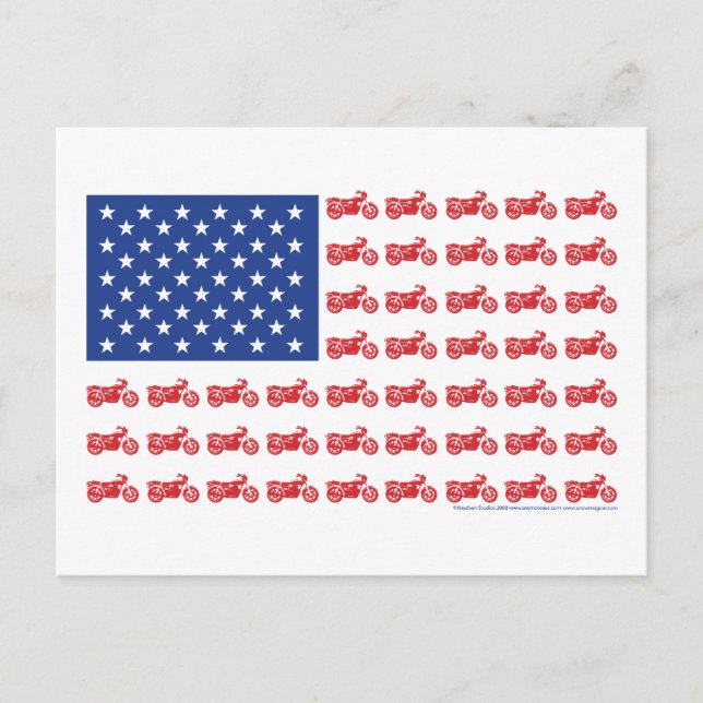 OLD-BIKE-FLAG-2-TEE POSTCARD (Front)