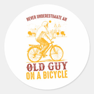 Old Biker Design   Bicycle   Never Underestimate Classic Round Sticker