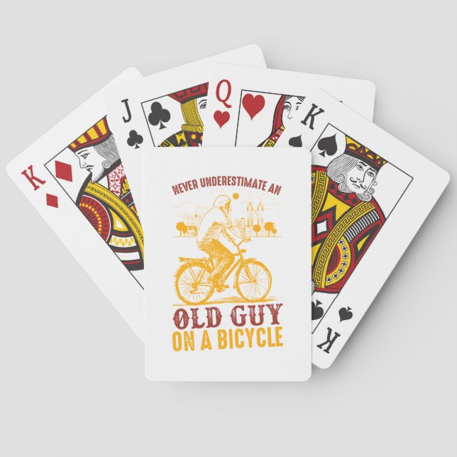 Old Biker Design | Bicycle | Never Underestimate Playing Cards (Back)