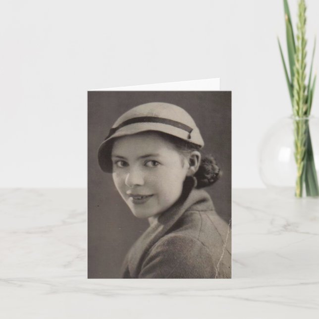 Old black and white photo of beautiful 1930’s lady card (Front)