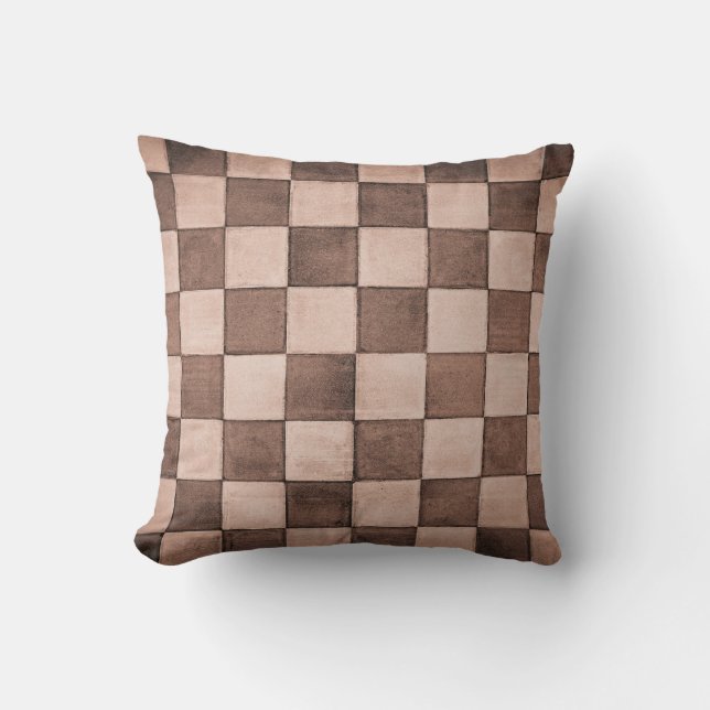 Old black and white tiled stone wall texture backg cushion (Front)