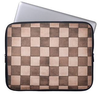 Old black and white tiled stone wall texture backg laptop sleeve