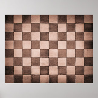 Old black and white tiled stone wall texture backg poster