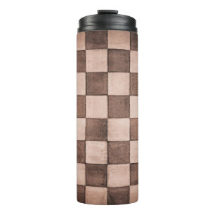 Old black and white tiled stone wall texture backg thermal tumbler