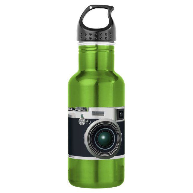 Old black camera 532 ml water bottle (Front)