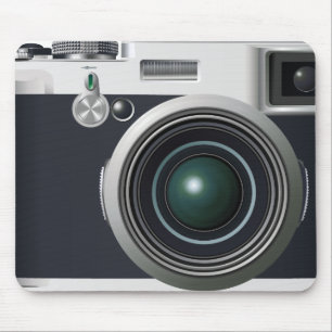 Old black camera mouse pad
