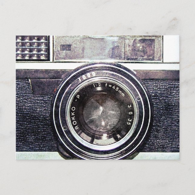 Old black camera postcard (Front)