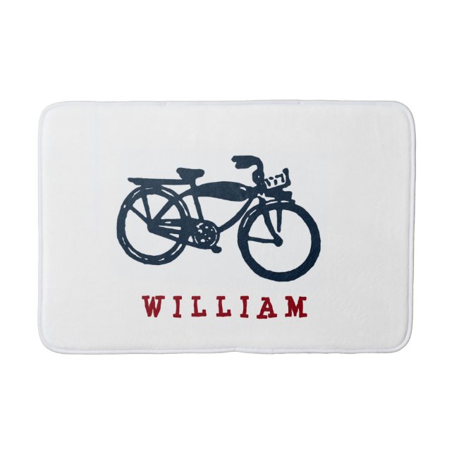 Old blue bike custom bathmat (Front)