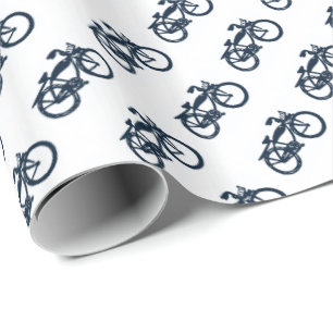 Old blue bike wrapping paper