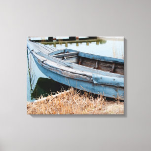 Old Blue Boat Canvas Print