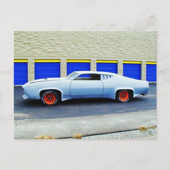 Old blue car in Boston, Massachusetts. Postcard (Front)