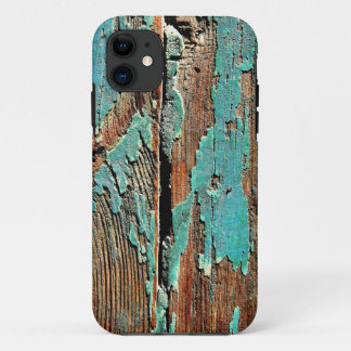 Old blue paint on wood iPhone 11 case