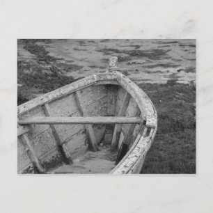 Old Boat in Black and White Postcard