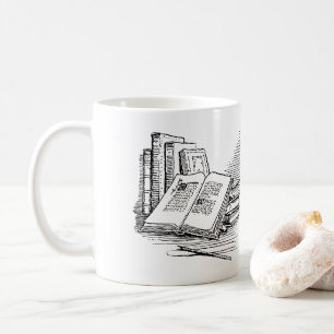 Old book drawing Just one more chapter Coffee Mug