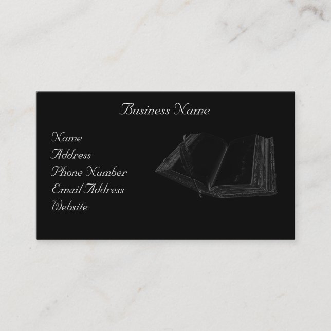 Old Book & Feather Pen Business Cards (Front)
