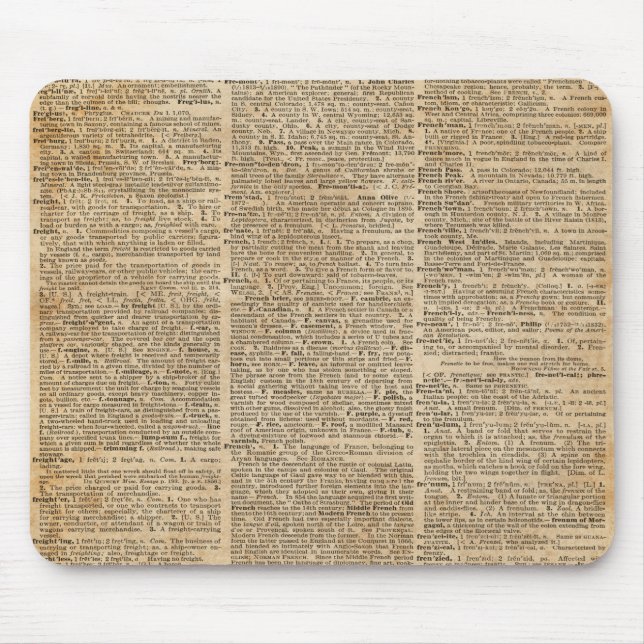 Old Book Page Design Vintage Mousepad (Front)