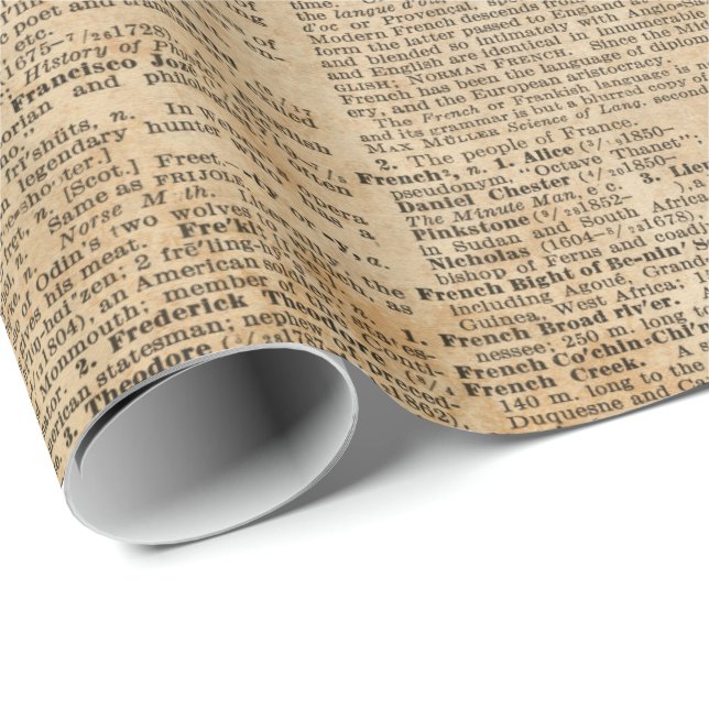 Old Book Page Vintage Design Glossy Wrapping Paper (Roll Corner)