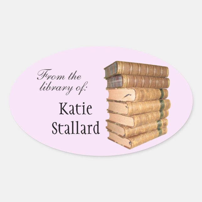 Old Books Bookplate Oval Sticker (Front)