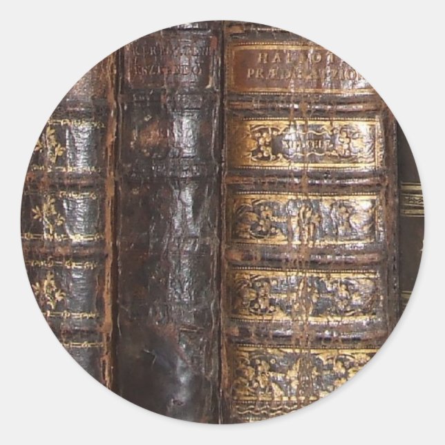 Old Books Classic Round Sticker (Front)