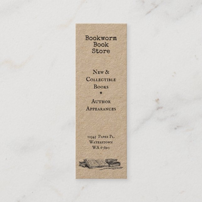 Old Books Editable Store Discount Mini Business Card (Front)