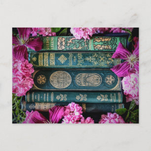 Old Books & Old Roses Postcard