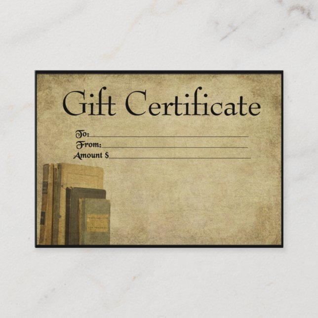 Old Books- Prim Gift Certificate Cards (Front)