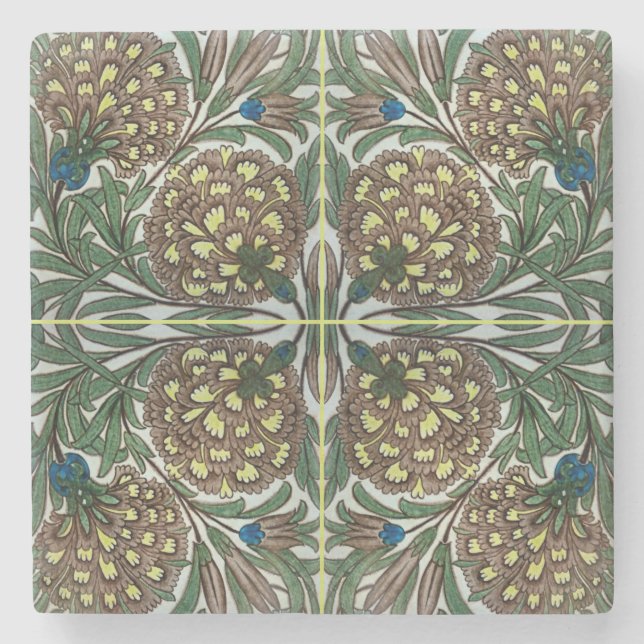 Old Botanical Victorian Design Stone Coaster (Front)