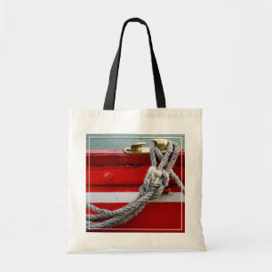 Old Bow Ropes On Brass Cleat On Canal Boat Tote Bag