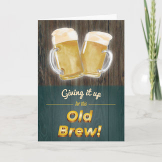 “Old Brew” Punny Beer Wood Birthday Card