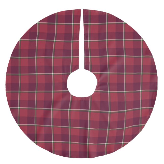 Old Brick and Cab Sav Plaid Christmas Brushed Polyester Tree Skirt (Front)