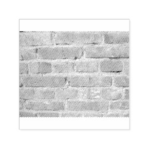 Old brick wall with peeling cladding self-inking stamp