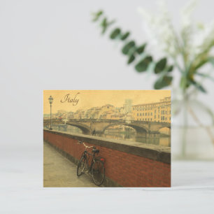 Old bridge in Florence, Italy. Vintage photo Holid Postcard