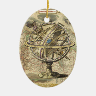 Old British America Explore Polar Bear Compass Map Ceramic Tree Decoration